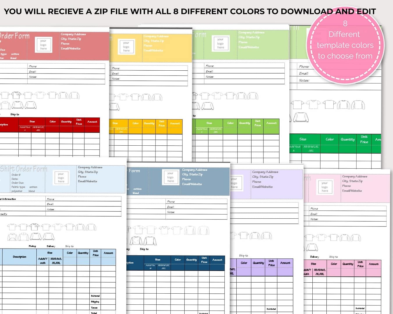 Editable T-shirt Order Form Word - Image 3