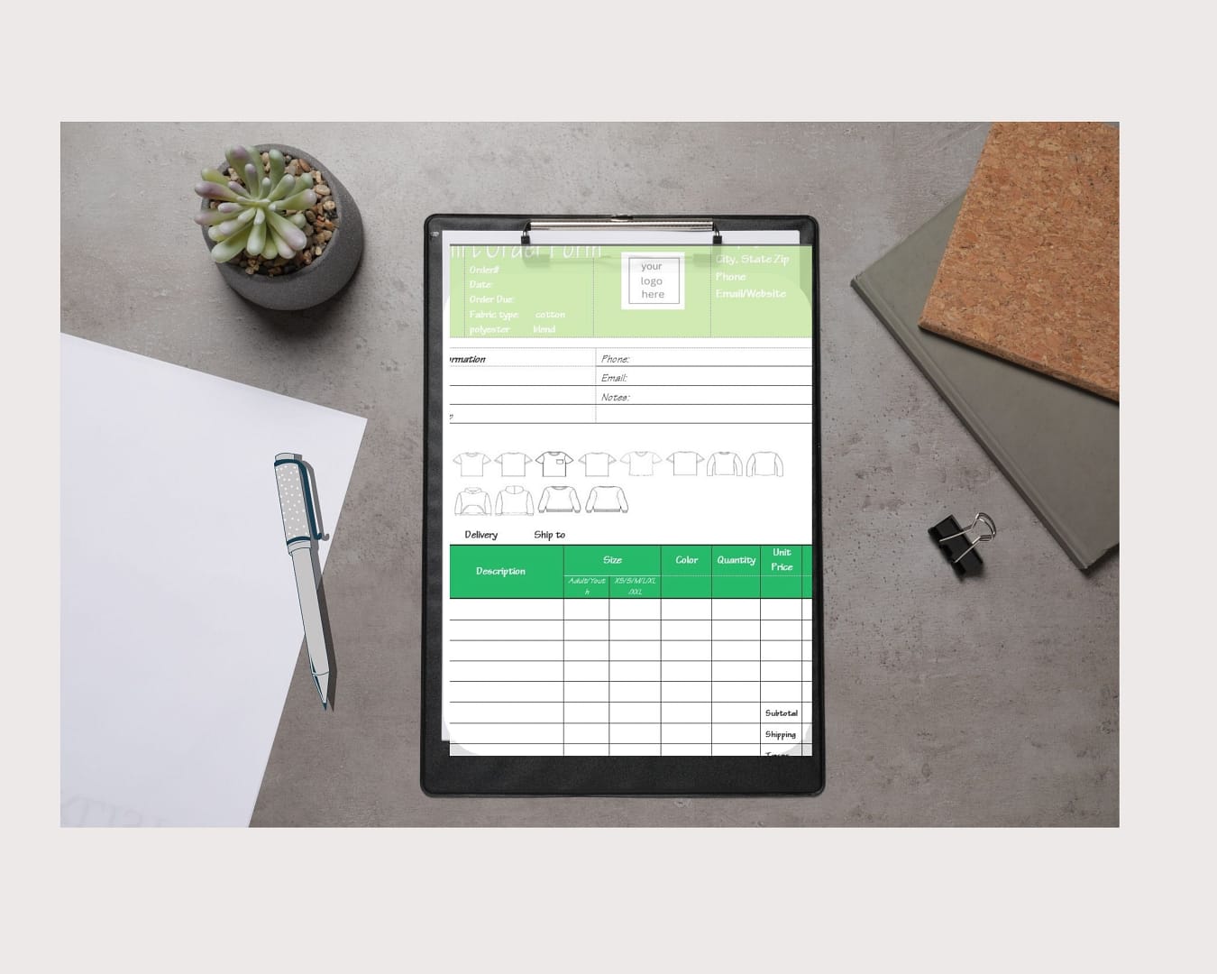 Editable T-shirt Order Form Word