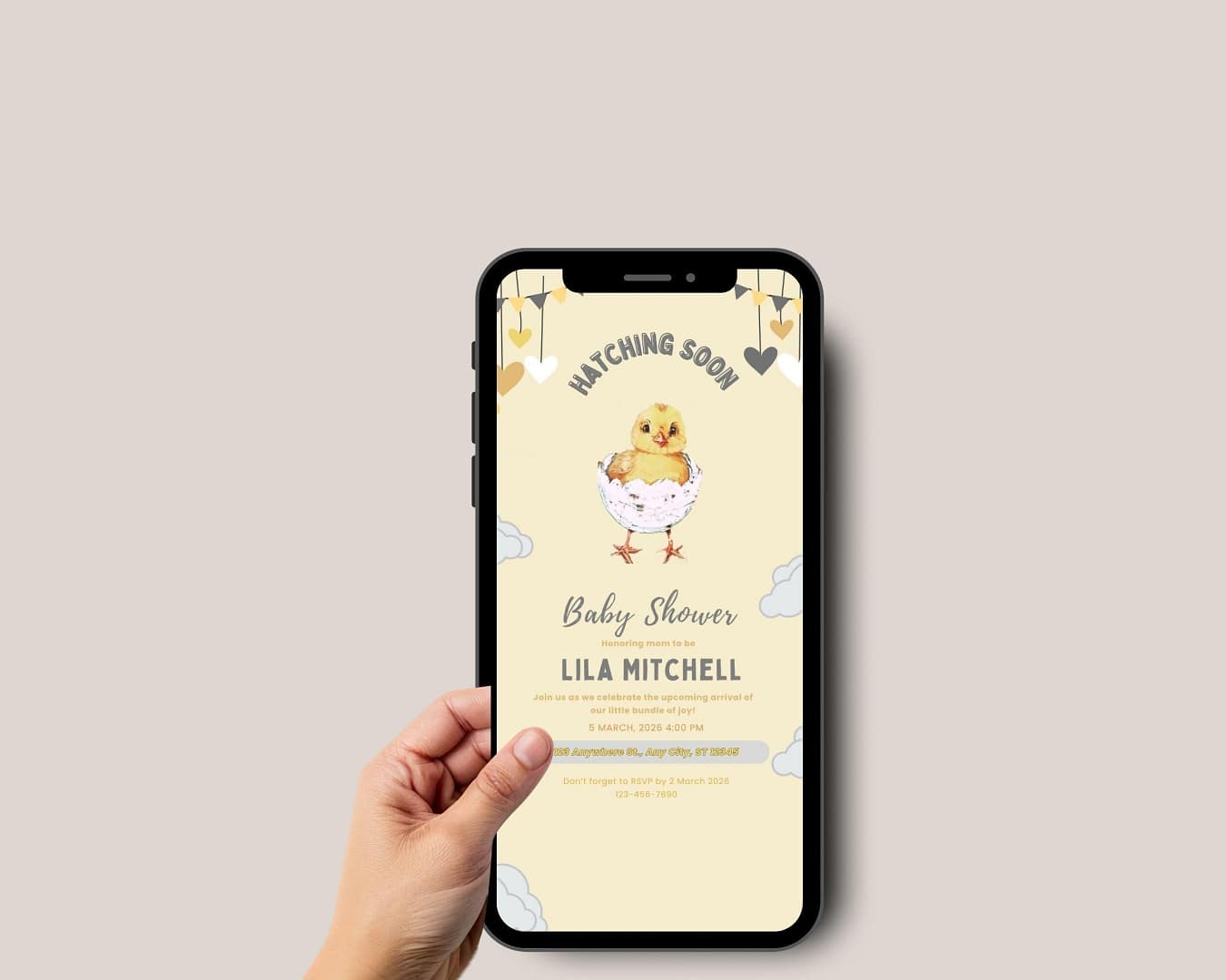 neutral baby shower invite