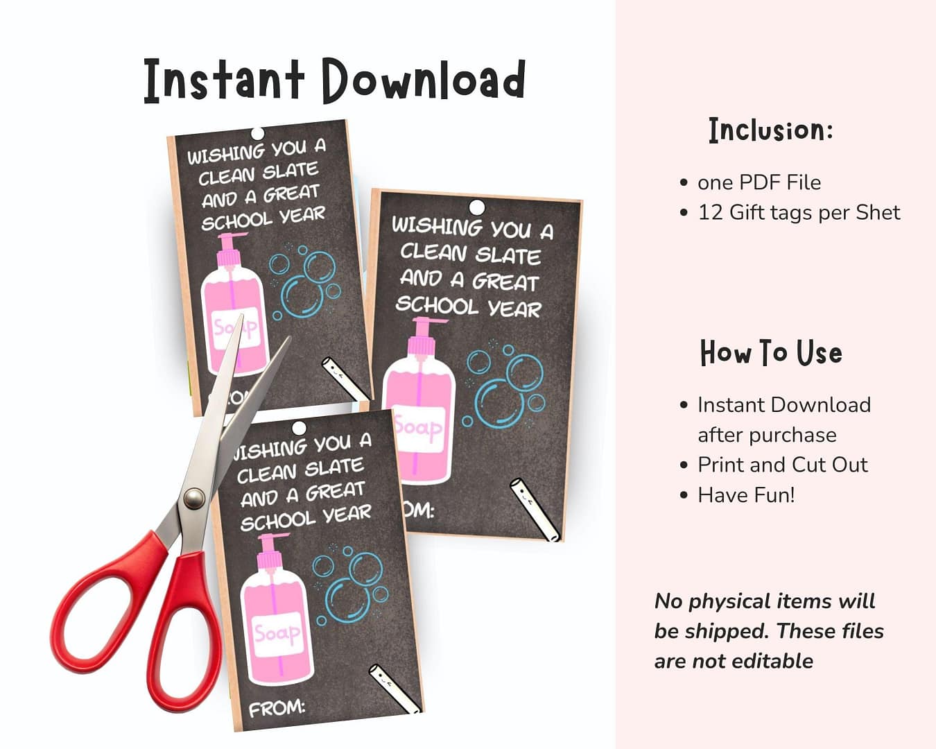 Soap Gift tag for back to school teacher gift, classmate thoughtful