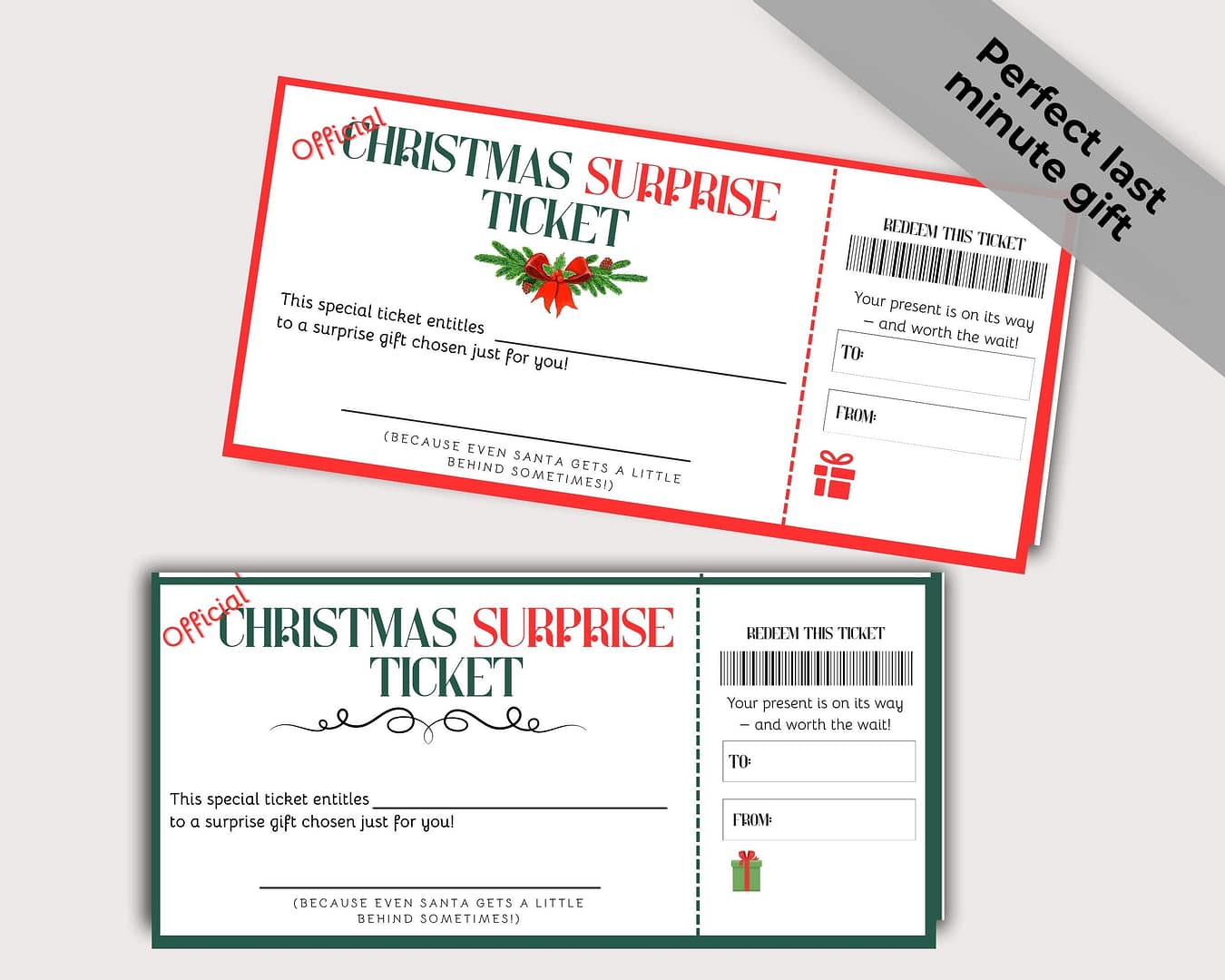Editable Surprise Christmas Ticket