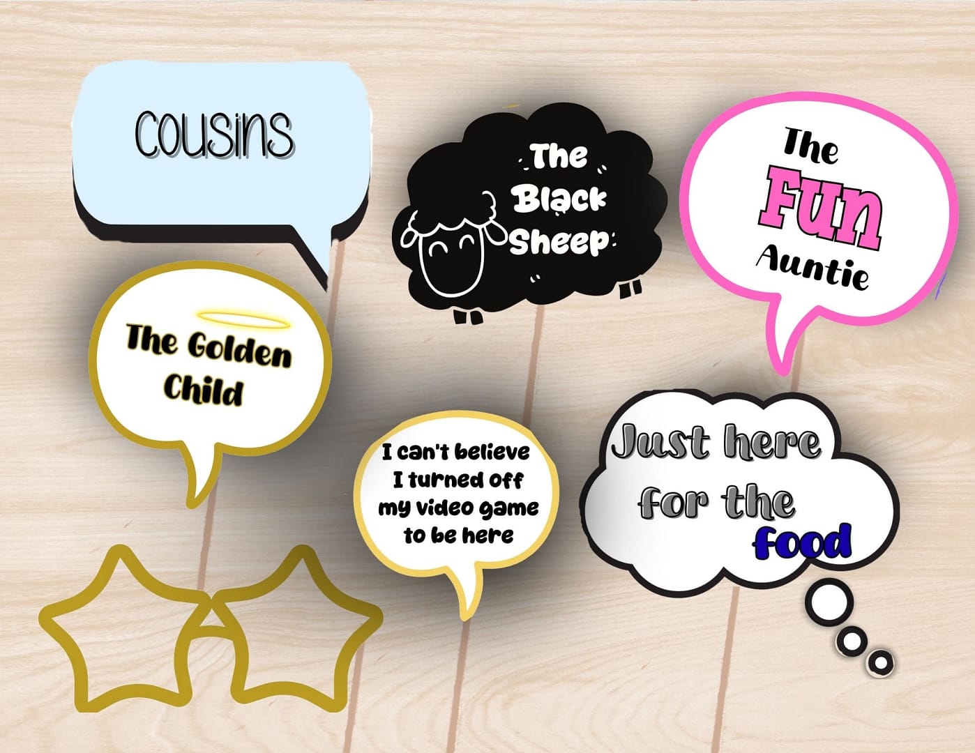 Family Reunion Photo booth props, Funny speech bubbles crazy props - Image 6