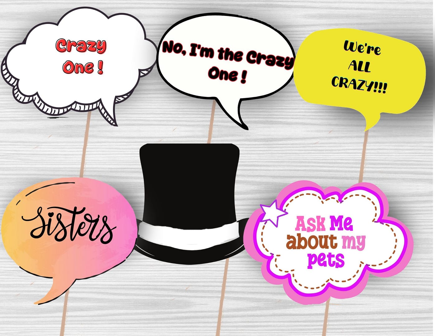 Family Reunion Photo booth props, Funny speech bubbles crazy props - Image 7