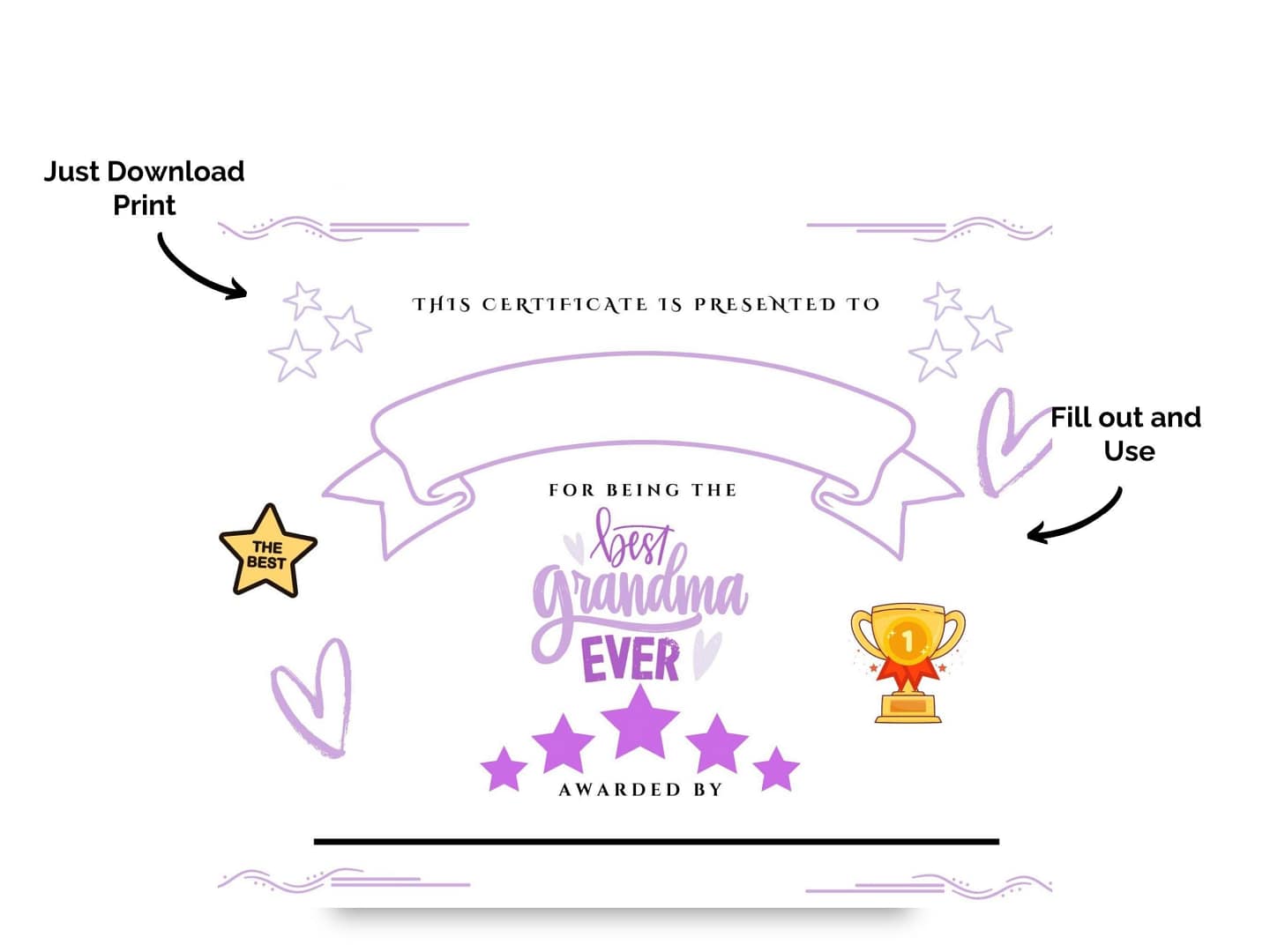 Best Grandma Certificate Grandparent's day gift Grandma