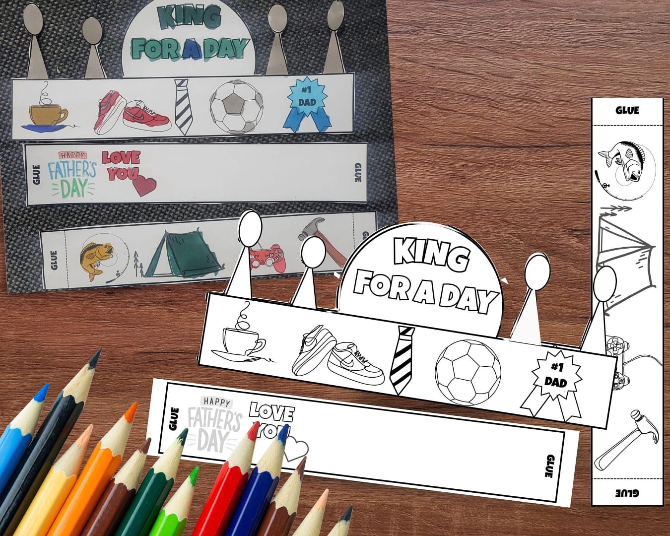 Father's Day Crown Crafts, Father's Day Activity, Father's Day Craft, Kids Father's Day Printable Gift