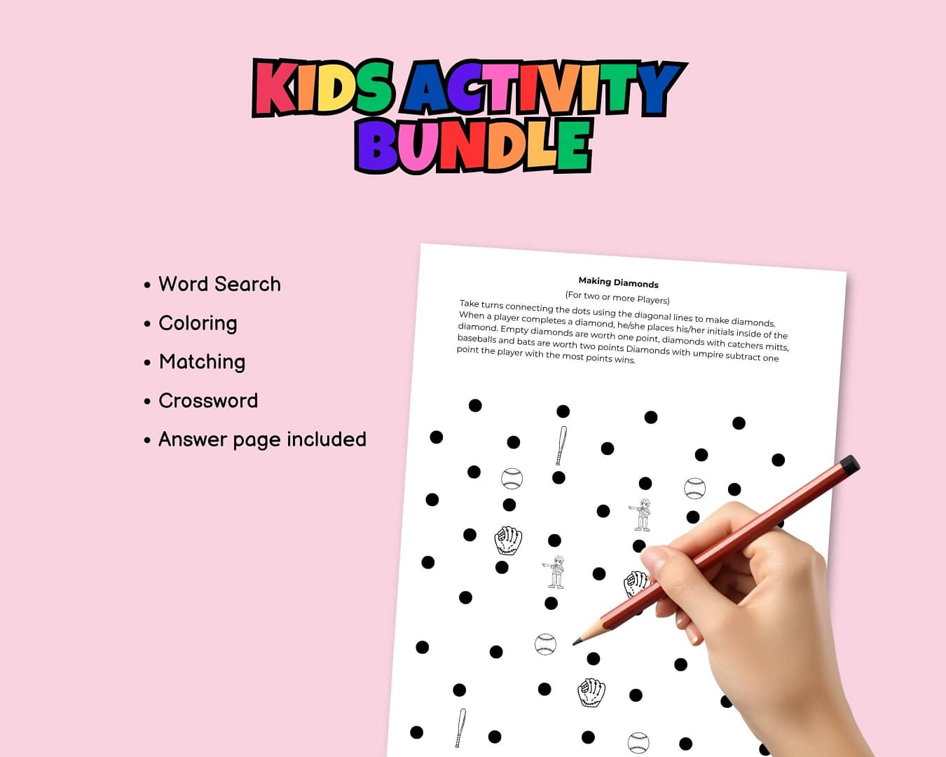 kids activity bundle fun coloring word search etc 15 pages