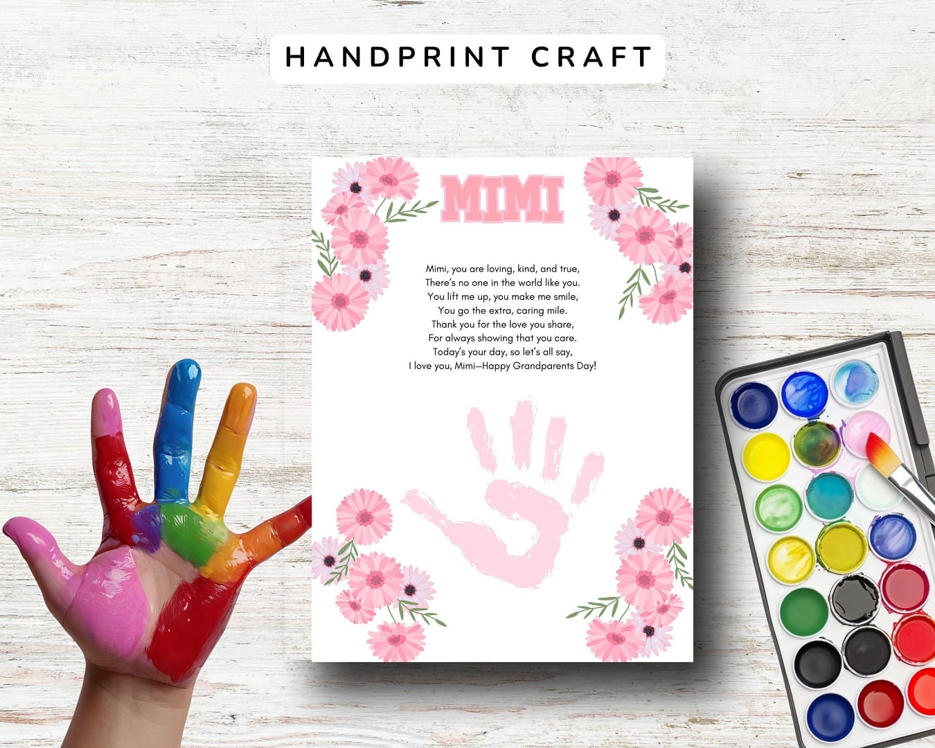 Mimi Grandparents' Day Handprint Craft, Memaw Grandparents' Day Printable, DIY Grandparents Day Gift,