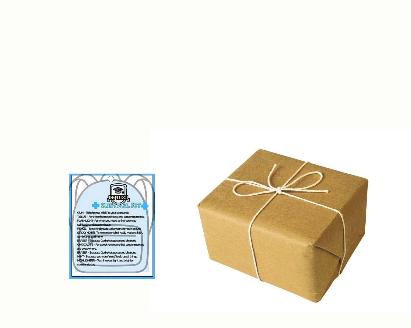 Printable College Survival Kit Tag Faith based kit