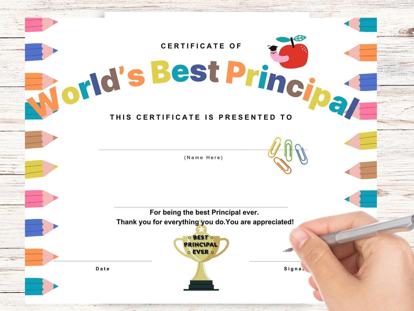 Best Principal Certificate World's Best Principal appreciation