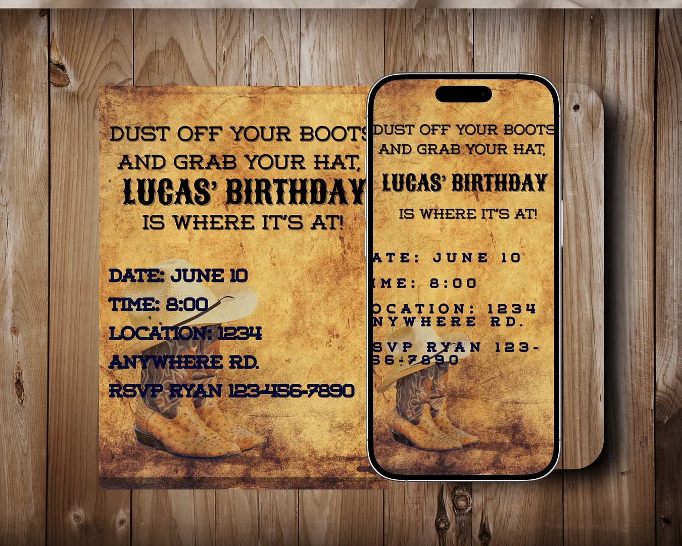 Rodeo Birthday Invitation for Men, Adult Party Invite, Western Theme, Cowboy Celebration
