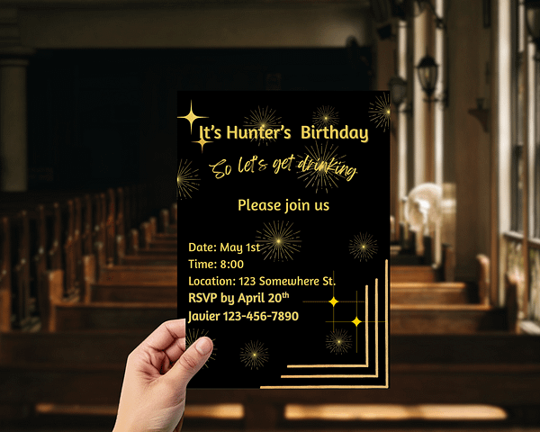 Modern Men's Birthday Invitation - Printable and Editable Digital Invite for the Adult Party - Instant Download - Image 2