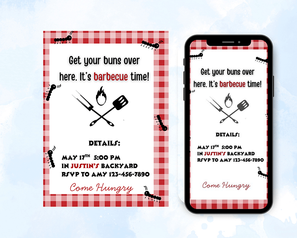 Editable Bbq Birthday Invitation Template, Barbeque Birthday Invitation, Bbq Invitation, Editable Bbq Invitation, Bbq Birthday Invitation