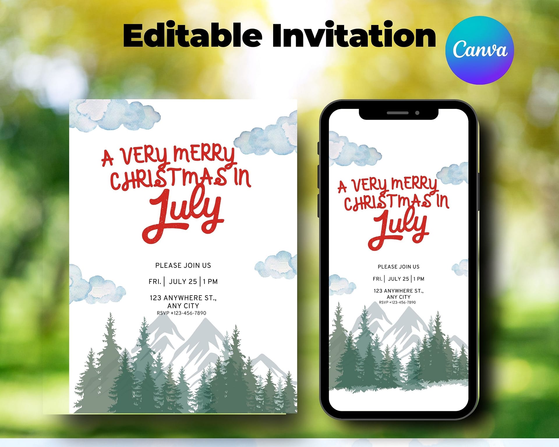 Christmas in July Editable Printable Invitations - Image 4