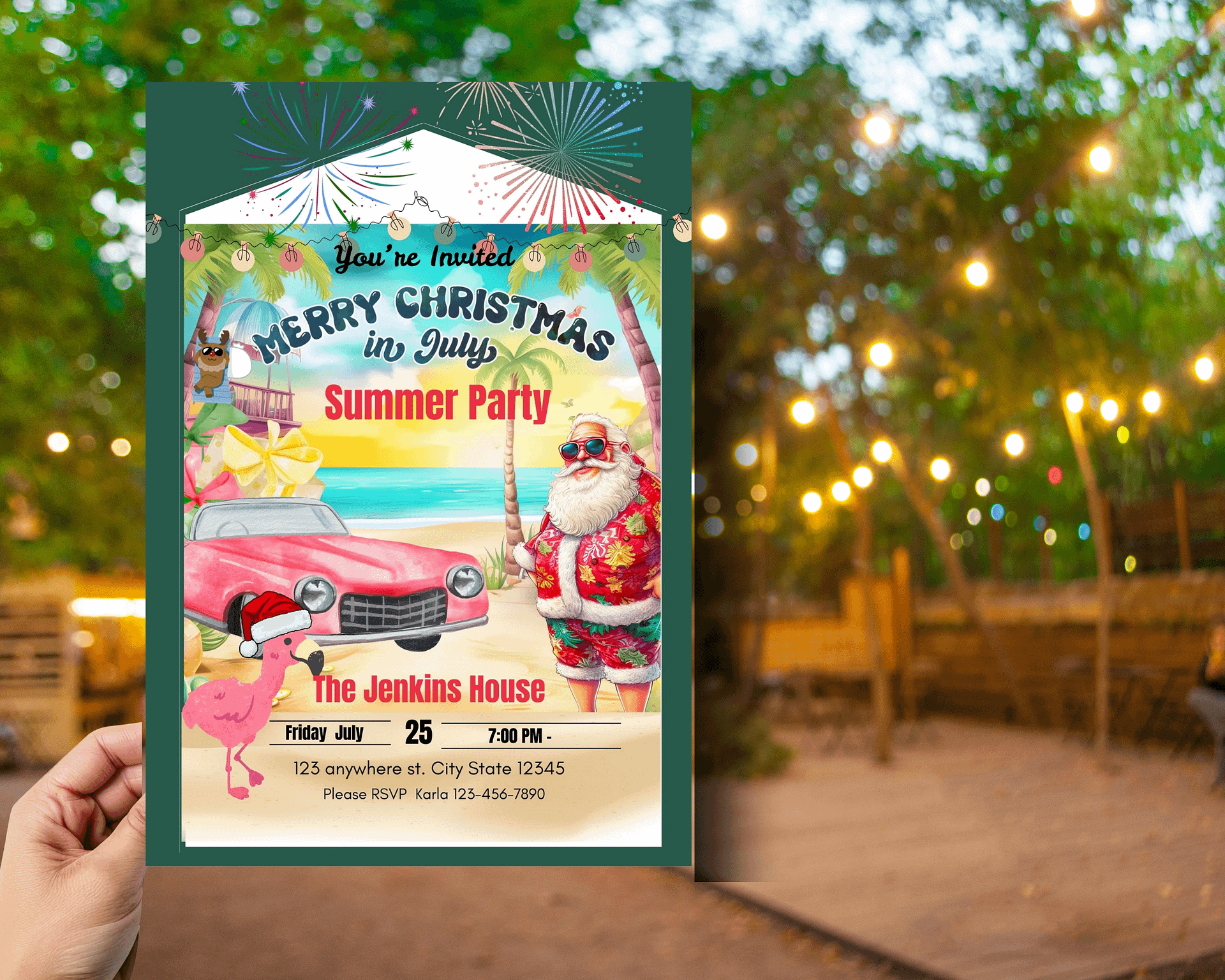 Christmas in July Editable Printable Invitations - Image 3