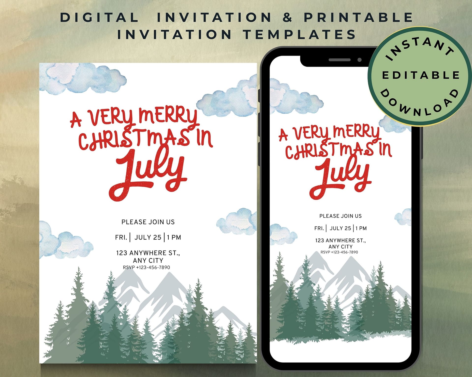 Christmas in July Editable Printable Invitations - Image 2